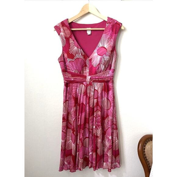 Sangria pink‎ red abstract print dress - Picture 1 of 10